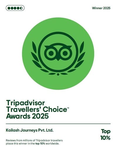 TripAdvisor Travelers Choice Award 2025 - Kailash Journeys, Top-Rated Tour in Nepal